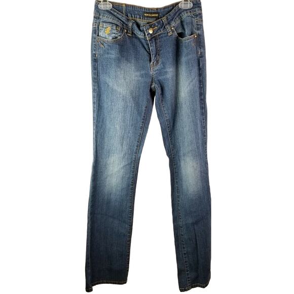 Rocawear Womens Jeans Juniors Size 5 Bootcut Thick Stitch Medium Wash - Picture 1 of 4